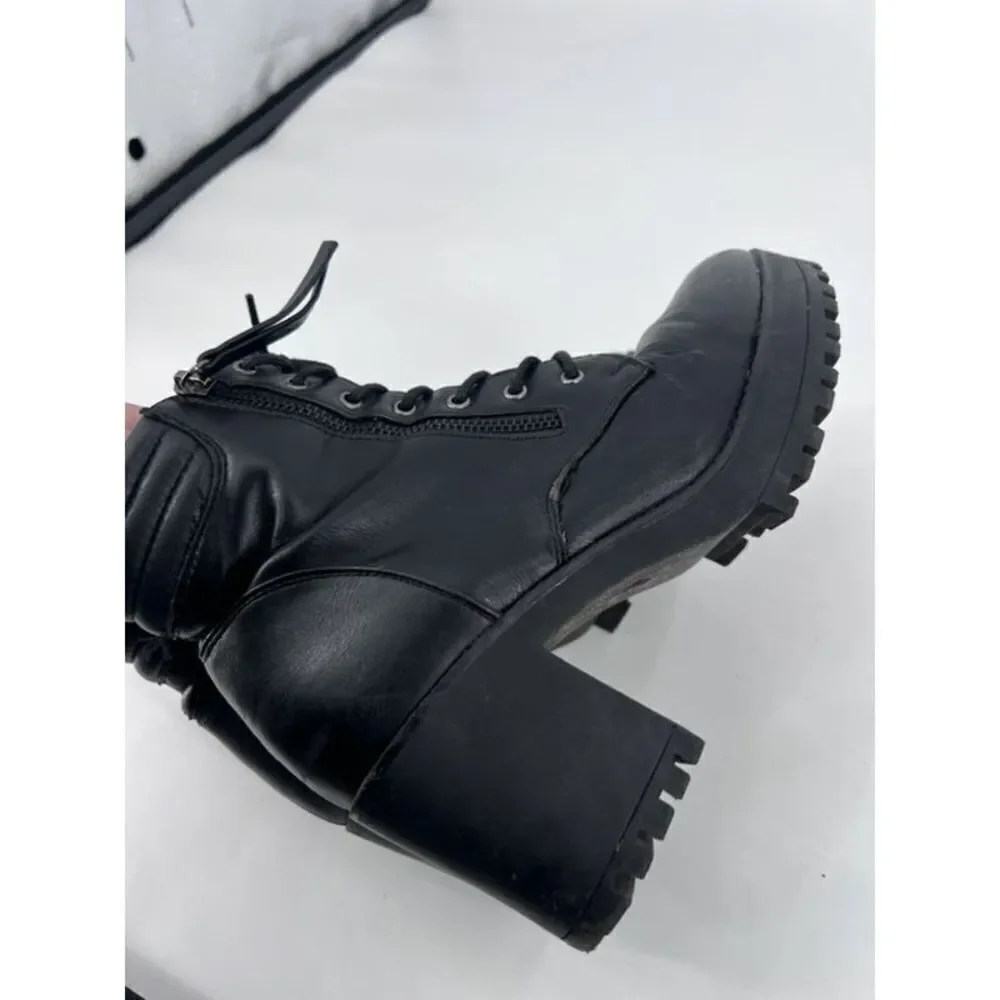 Truffle Collection Women's Faux Leather Round Toe Ankle Boots‎ Black Size 7.5